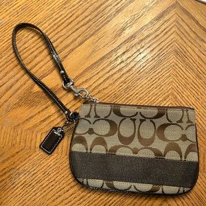 Coach Wristlet in Tan/Brown Signature Print